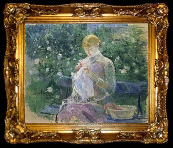 framed  Berthe Morisot Pasie Sewing in the Garden at Bougival, ta009-2